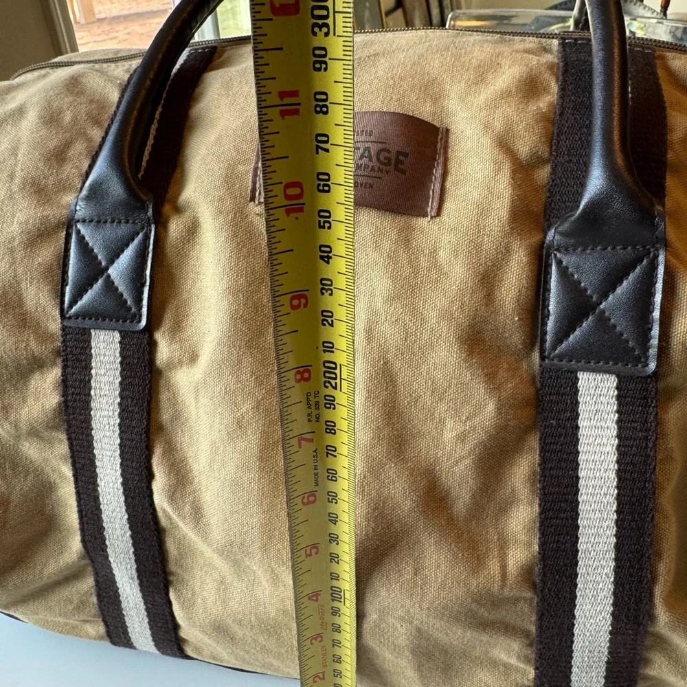 Heritage Supply Co Tan Striped Retro Overnighter Weekender Duffel Men's Bag